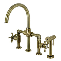 Kingston Brass KS2333NX Hamilton Bridge Kitchen Faucet, Antique Brass, 13.88 ...