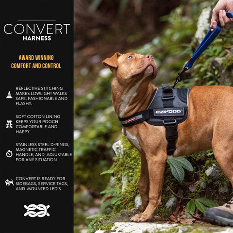 EzyDog Convert Trail-Ready Outdoor Adjustable Dog Harness - Perfect for Hikin...