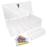 Clear Locking Currency Tray, 5 Compartment Cash Organizer Money Storage Box w...