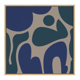 Kate and Laurel Sylvie Groovy Happy Abstract Blue and Green Framed Canvas Wal...