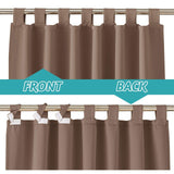 RYB HOME Outdoor Curtains for Patio Waterproof - 2 Panels Sticky Taps Top Bla...