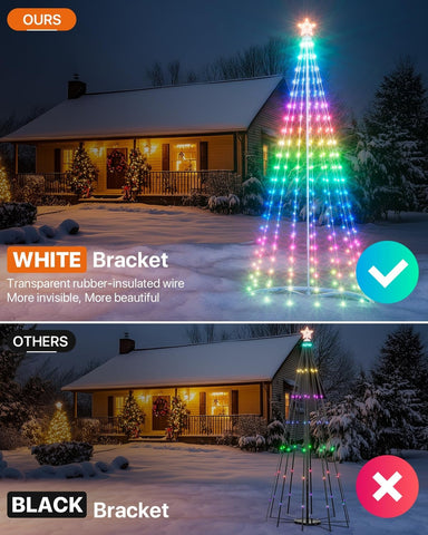 9Ft Lighted Christmas Tree Outdoor, Smart LED Christmas Cone Tree Light, DIY ...