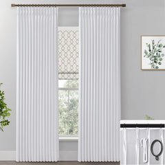 SHINELAND Room Darkening Greyish White Blackout Curtains 96 Inches Long,Pinch...