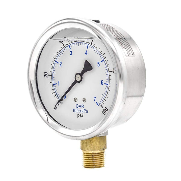 PIC Gauge 201L-402E 4" Dial, 0/100 psi Range, 1/2" Male NPT Connection Size, ...