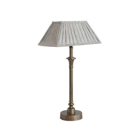 Creative Co-Op Farmhouse Metal Pleated Linen Shade, Brass and Grey Table Lamp...