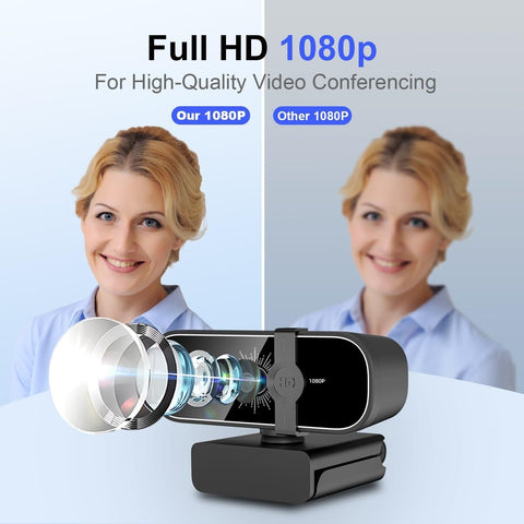 C28 1080P Webcam with Privacy Cover and Tripod Stand, PC Camera with Noise-Ca...