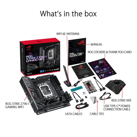 ASUS ROG Strix Z790-I Gaming WiFi 6E LGA1700 (Intel 14th,13th&12th Gen)mini-I...