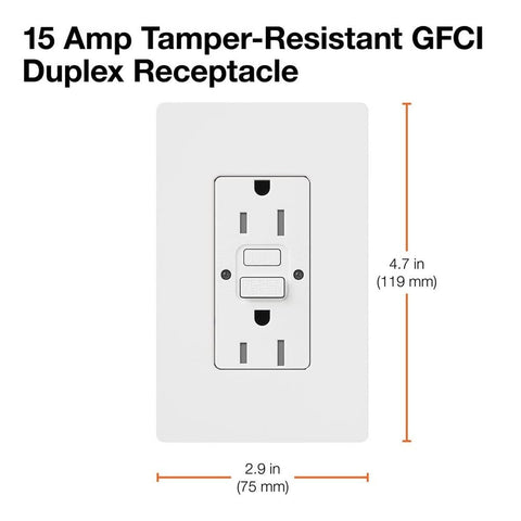 Lutron 15 Amp Tamper-Resistant GFCI Duplex Receptacle in Light Almond