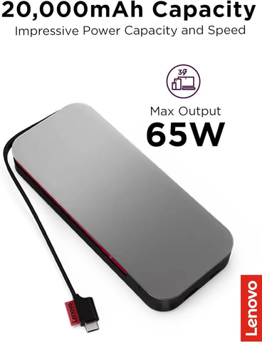 Lenovo Go USB-C Laptop Power Bank (20000 mAh) - 65W - and Storm Grey