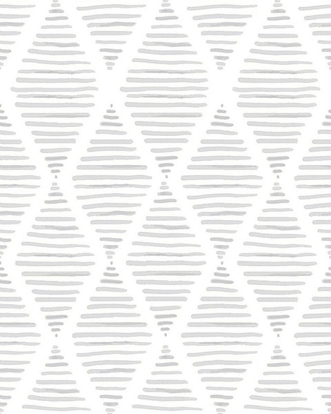 White and Silver Gray Peel and Stick Wallpaper 17.7"x1200"Modern Stripe Conta...