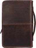 Leather Bible Cover Book Cover Planner Cover with Handle and Back Pocket (Lar...