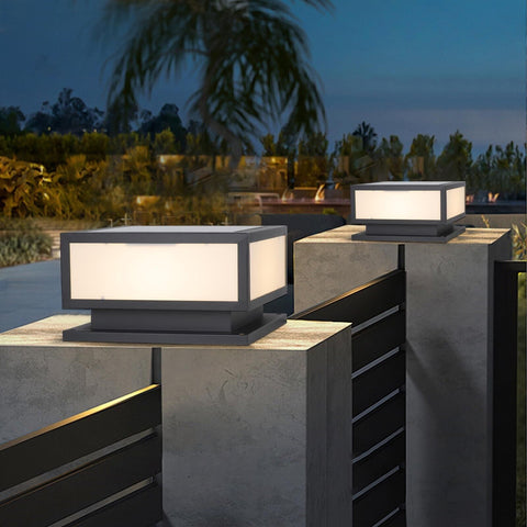 Solar Outdoor Column Lights Modern Fence Deck Cap Light Solar Post Lights Fix...