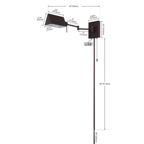 JONATHAN Y JYL6015A Arlo 22" 1-Light Single Swing Arm Plug-in/Hardwired Iron ...