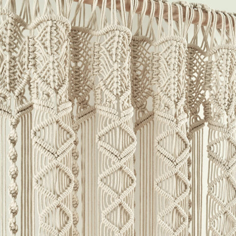 Lush Decor Boho Macrame Textured Cotton Window Curtain Panel, Single Panel, 4...