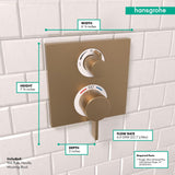 hansgrohe Ecostat Modern 2-Handle Thermostatic Shower Valve Trim in Brushed B...