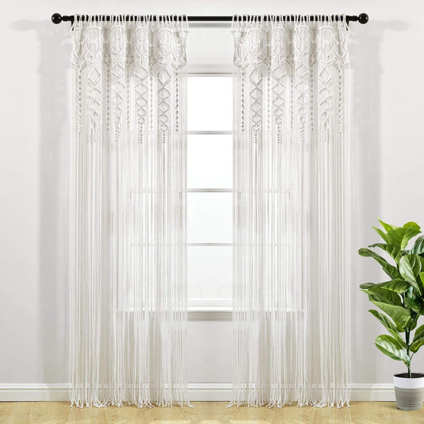 Lush Decor Boho Macrame Textured Cotton Window Curtain Panel, Single Panel, 4...