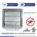 iLiving 10" Wall Mounted Shutter Exhaust Fan, Automatic Shutter, with Thermos...