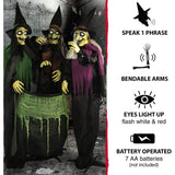 Haunted Hill Farm Life-Size Scary Talking 3 Witches with Cauldron Halloween A...