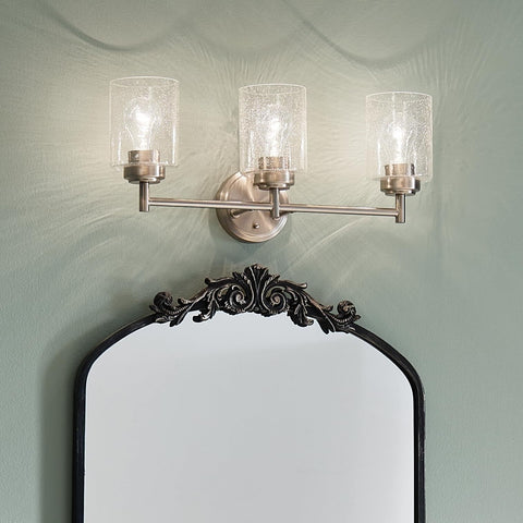 Kichler Winslow 21.5" Vanity Light in Brushed Nickel, 3-Light Transitional Ba...