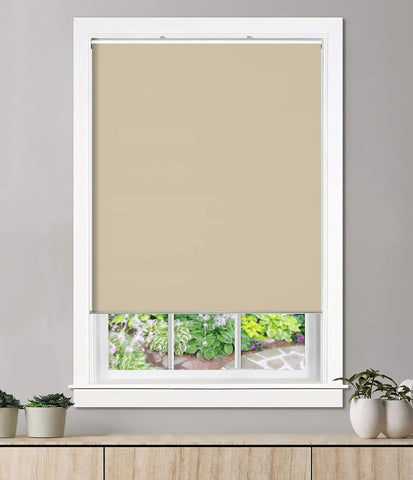 ALLBRIGHT Classic 100% Blackout Cordless Roller Shades for Windows, Spring Sy...