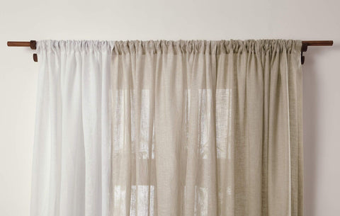 Solino Home 100% Pure Linen Sheer Curtain 132 Inches Long &#8211; European Flax