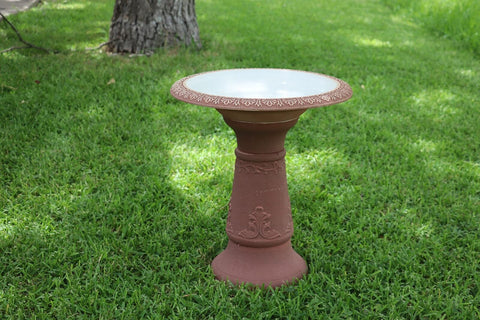 Exaco FM-220 Indoor Outdoor Garden Fiber Clay Scroll Vine Bird Bath Bowl Trim...