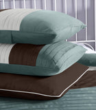 Chezmoi Collection Loft 8-Piece Luxury Striped Comforter Set (Full, Blue/Beig...