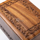 Rosewood Cremation Urn for Human Ashes - Handmade Border Engraved Wooden Buri...