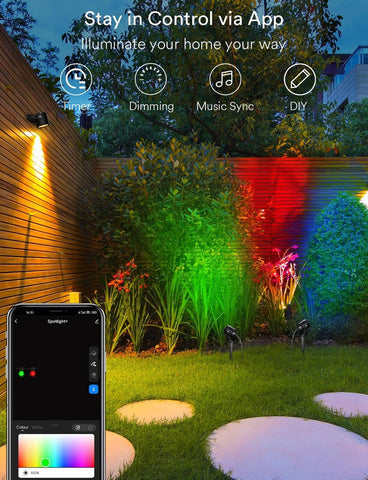 Smart Landscape Lights Pro, 1200LM RGBW+IC Color Changing Outdoor Spot Lights...