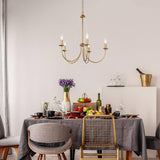 KSANA Antique Brushed Gold Chandeliers, Modern 5-Light Dining Room Chandelier...