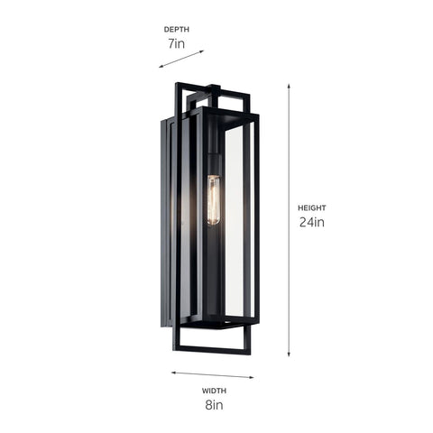 Kichler Goson 24" Outdoor Wall Light in Black, 1-Light Modern Exterior Wall L...