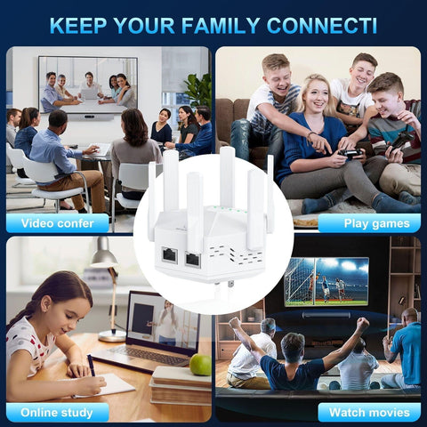 2024 WiFi Extender Signal Booster for Home Powerful 6 Antennas WiFi Booster -...