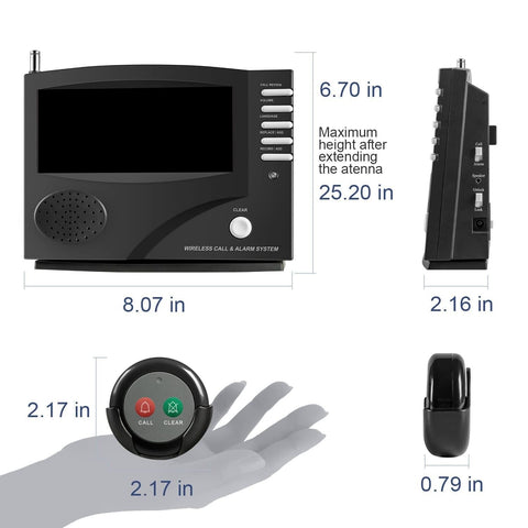 Wireless Call System Nurse Call System with 5 Dual Function Call Buttons and ...