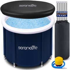 SereneLife Inflatable Insulated Cold Plunge Tub - One Person Ice Bath Tub wit...