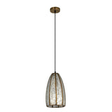 Creative Co-Op Antiqued Mirrored Mercury Glass Pendant with Gold Framework De...