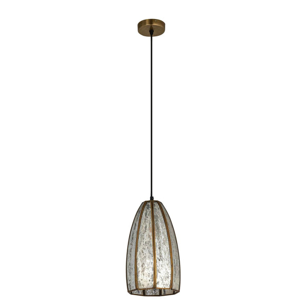 Creative Co-Op Antiqued Mirrored Mercury Glass Pendant with Gold Framework De...