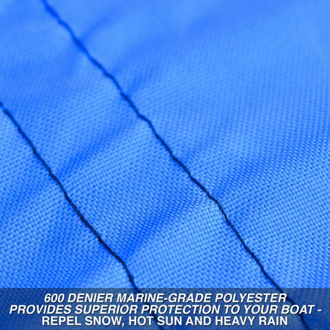 Budge B-600-X3 600 Denier V-Hull Runabout/Bass Boat Cover Blue 16' - 18' Long...