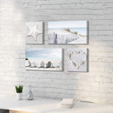 ARTISTIC PATH Beach Wall Art Seascape Print: Starfish & Chair on Seaside Gicl...