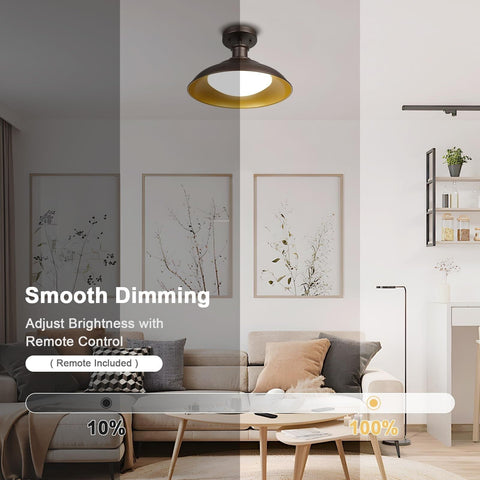 Barn Style Semi Flush Mount Ceiling Light, 16 Inch LED Dimmable Ceiling Light...
