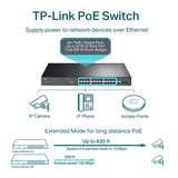 TP-Link 24 Port 10/100Mbps Fast Ethernet PoE Switch 24 PoE+ Ports @250W, w/ 2...