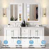 Biewalk Nickel Wall Sconces, Rechargeable Modern LED Wall Lamps, 5W 3000K Bat...