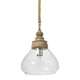 Creative Co-Op Glass and Mango Wood Ceiling Pendant Light Brown