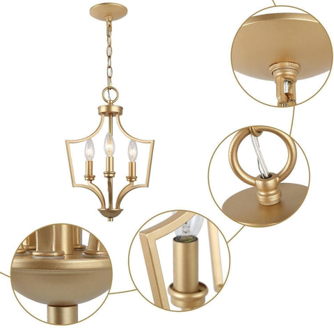 KSANA Gold Pendant Lights Kitchen Island, 3-Light Small Modern Farmhouse Pend...