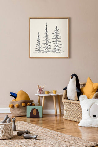 Kate and Laurel Sylvie Minimalist Evergreen Trees Sketch Framed Canvas Wall A...