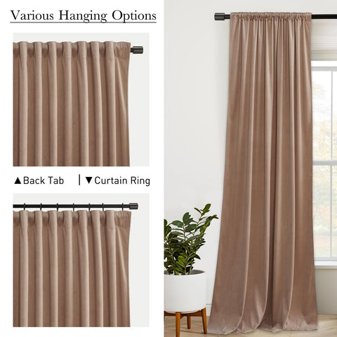 StangH Nursery Bedroom Curtains 96 inches Long, Blush Beige Soft Room Darkeni...