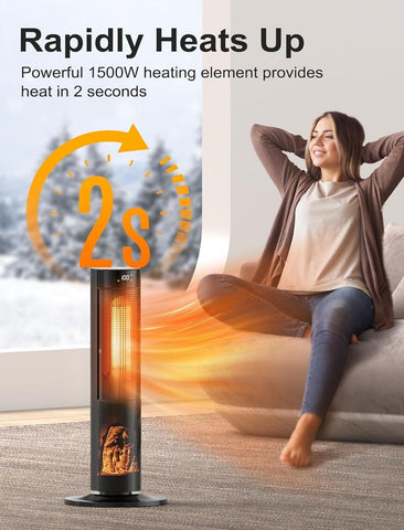 TRUSTECH 26" Space Heater, 1500W Electric Tower Heater for Indoor Use, Thermo...