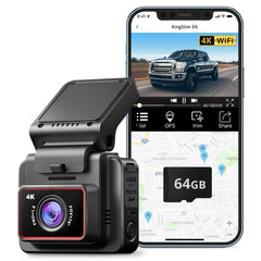 Kingslim Dash Cam Front, 4K Dash Camera for Cars with Free 64GB SD Card, WiFi...