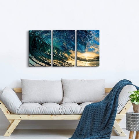 ARTISTIC PATH Rolling Sea Canvas Wall Art - Ocean Wave Pictures Painting Surf...