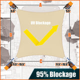 Amgo 12' x 12' Beige Rectangle Super Ring Sun Shade Sail UPF50+ AGSRR Canopy ...