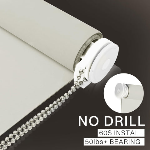 No Drill No Tools 100% Blackout Roller Shade | UV Protection | Easy-Care Fabr...